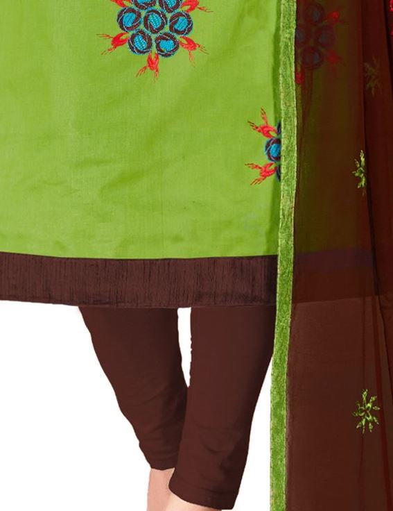 Green Glass Cotton Embroidered Casual Party Churidar Salwar Kameez