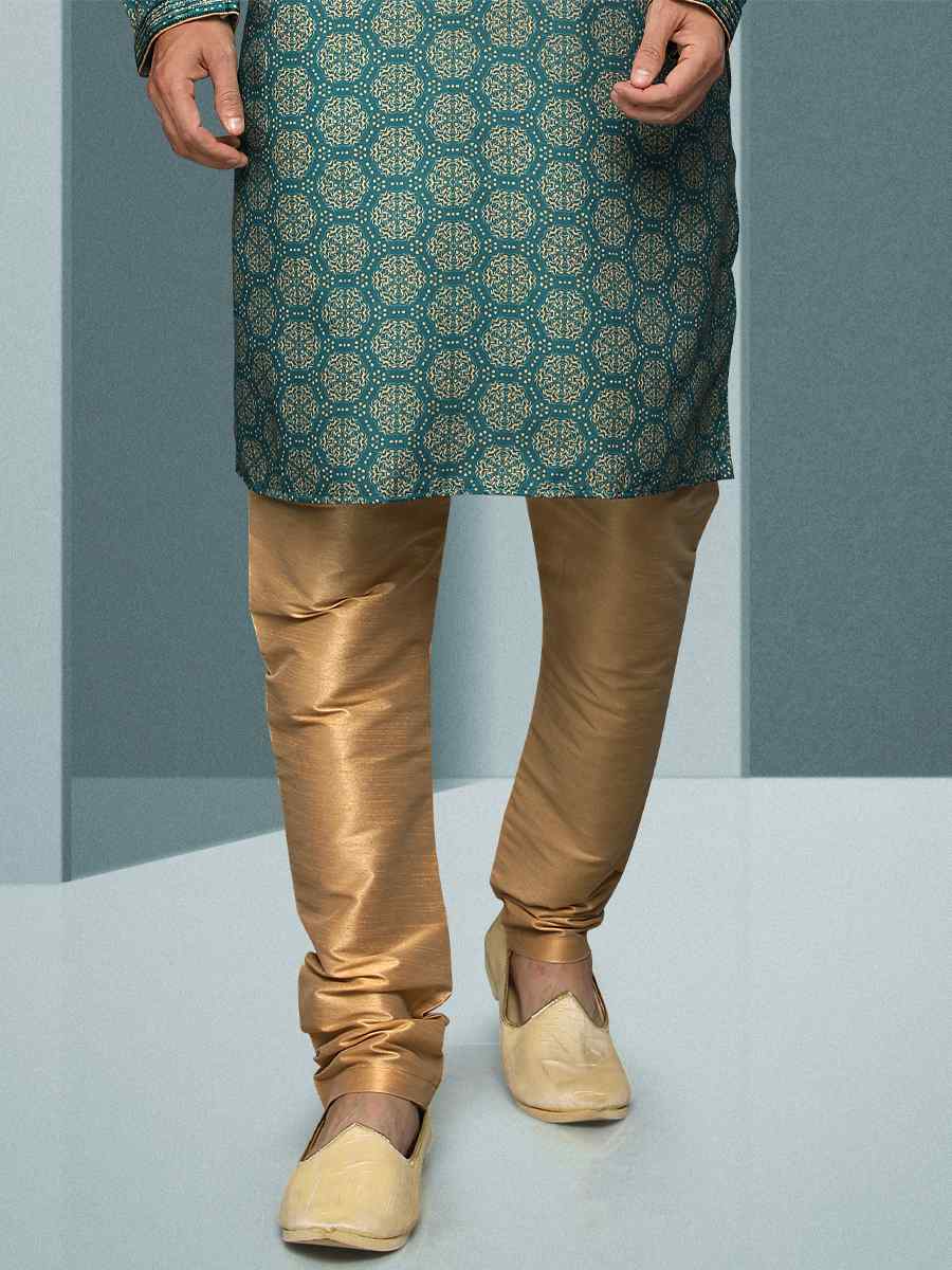 Green Hand Loomed In Rich Yarns Of Cotton Printed Festival Kurta