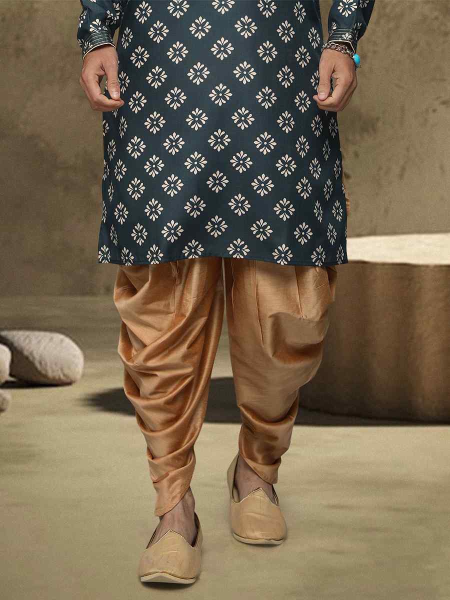 Green Hand Loomed In Rich Yarns Of Cotton Printed Festival Party Kurta