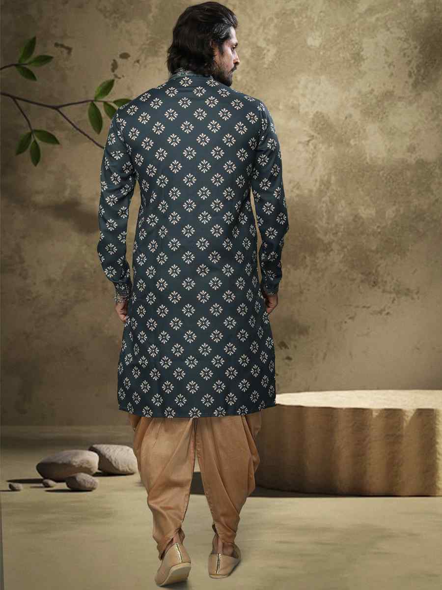 Green Hand Loomed In Rich Yarns Of Cotton Printed Festival Party Kurta