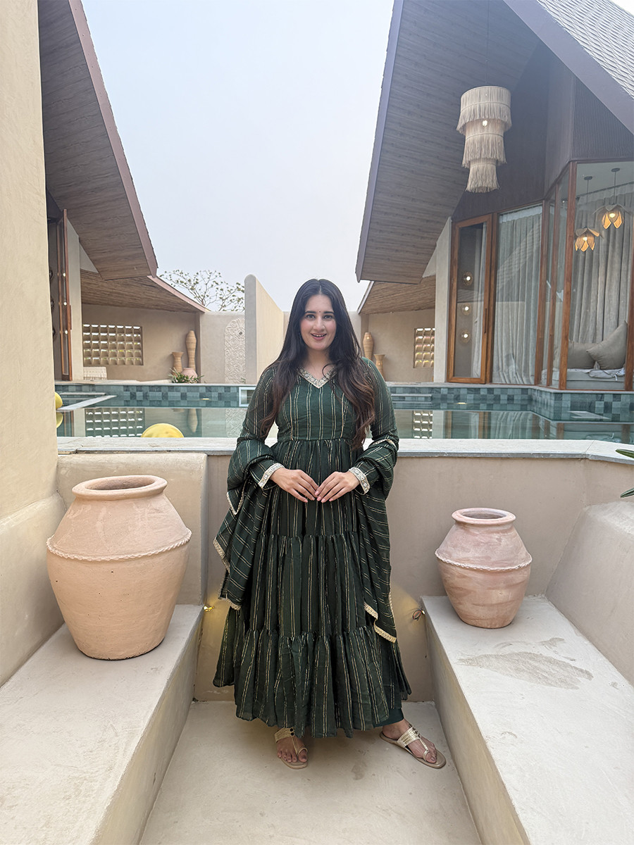 Green Heavy Brocade Embroidery Sequins Wedding Party Festival Casual Ready Anarkali Pant Salwar Kameez