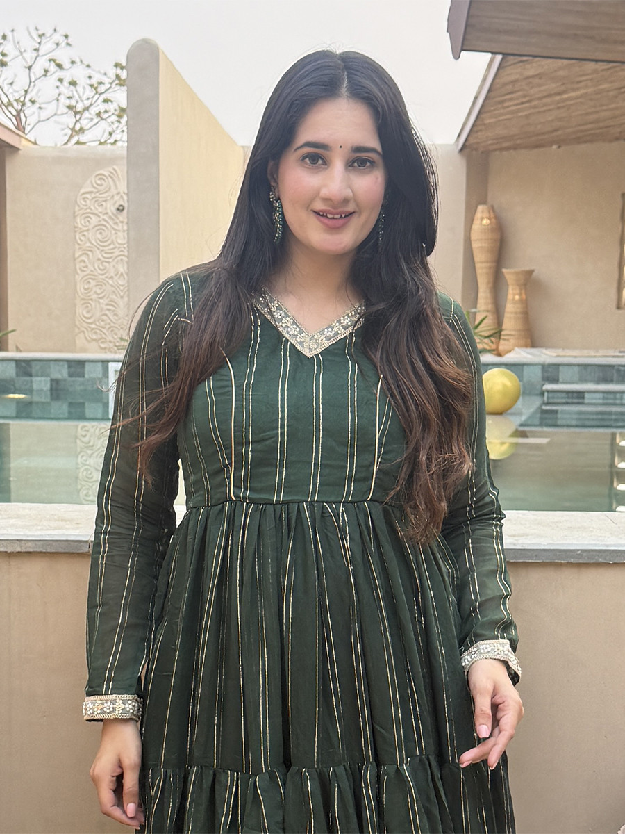 Green Heavy Brocade Embroidery Sequins Wedding Party Festival Casual Ready Anarkali Pant Salwar Kameez
