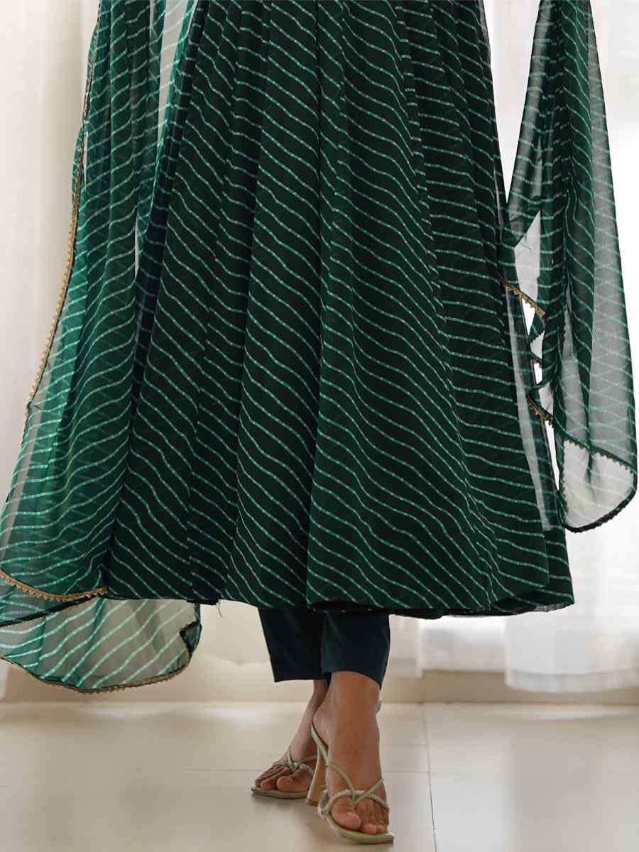 Green Heavy Faux Georgette Printed Festival Casual Ready Anarkali Salwar Kameez