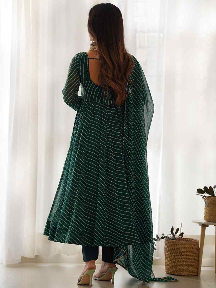 Green Heavy Faux Georgette Printed Festival Casual Ready Anarkali Salwar Kameez