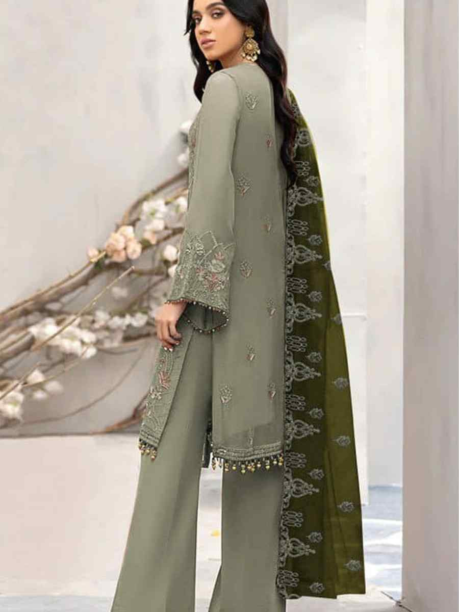 Green Heavy Fox Georgette Embroidered Festival Casual Pant Salwar Kameez