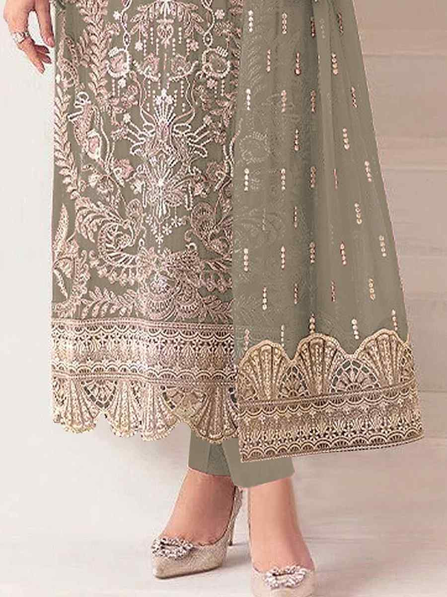 Green Heavy Fox Georgette Embroidered Festival Wedding Pant Salwar Kameez