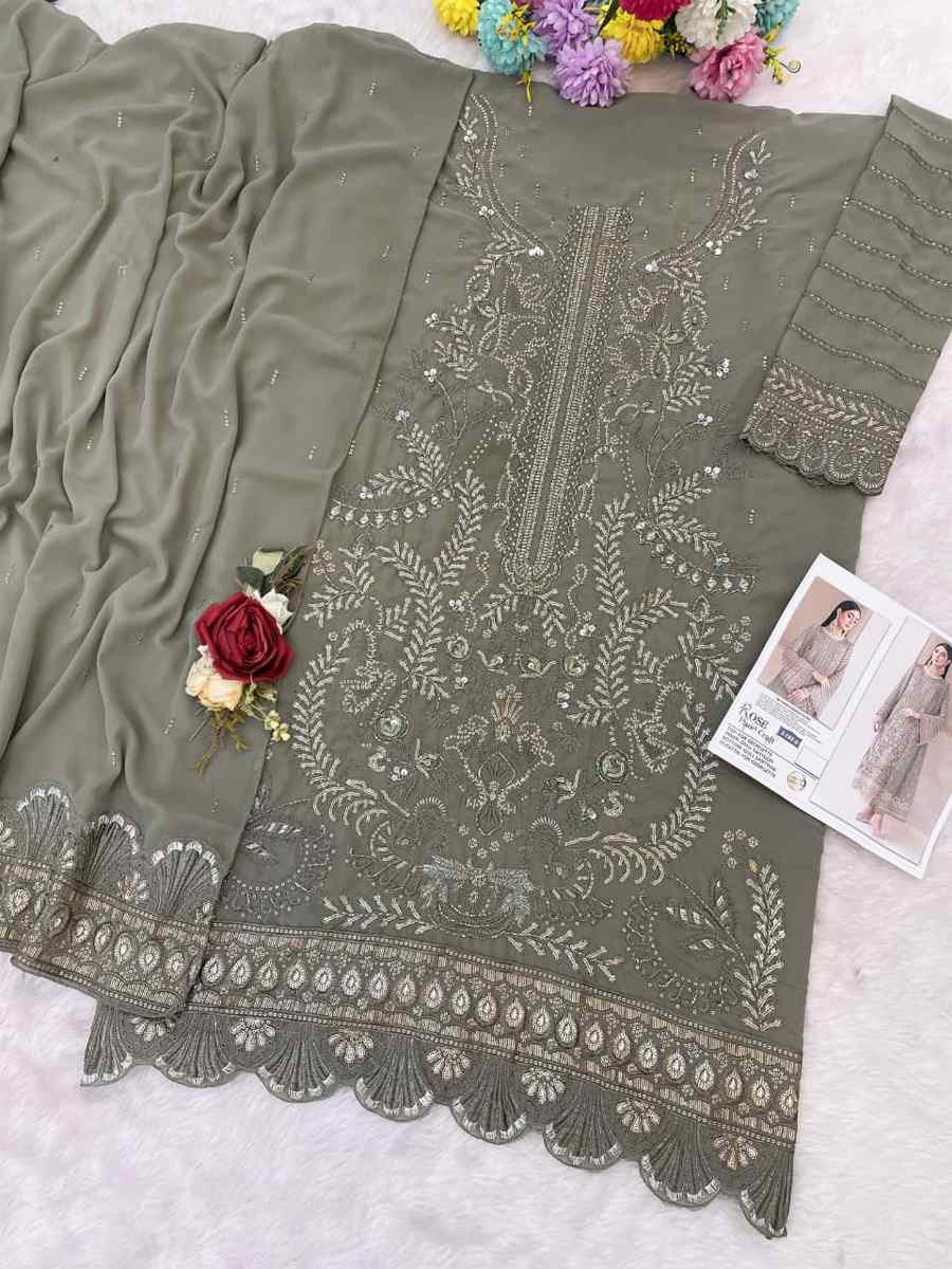 Green Heavy Fox Georgette Embroidered Festival Wedding Pant Salwar Kameez