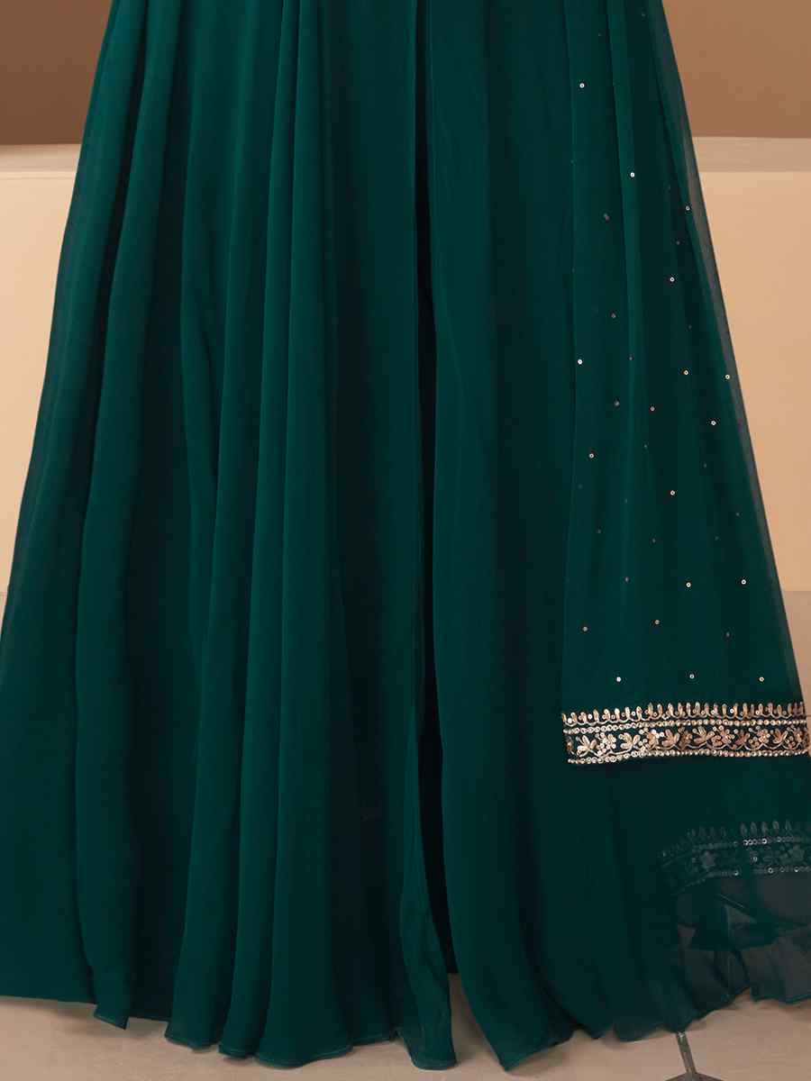 Green Heavy Georgette Embroidered Party Wedding Ready Anarkali Salwar Kameez