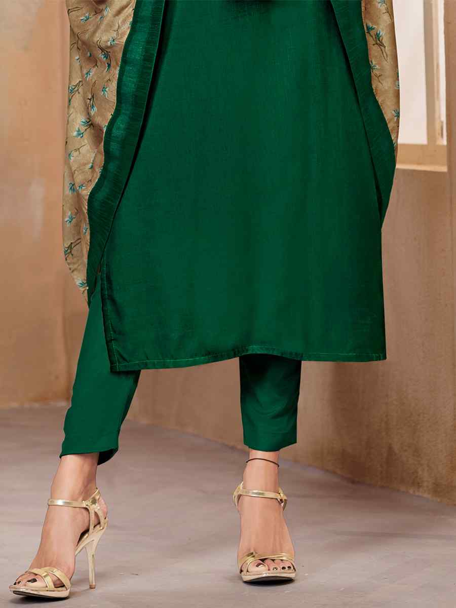 Green Heavy Jaam Cotton Printed Festival Casual Ready Pant Salwar Kameez