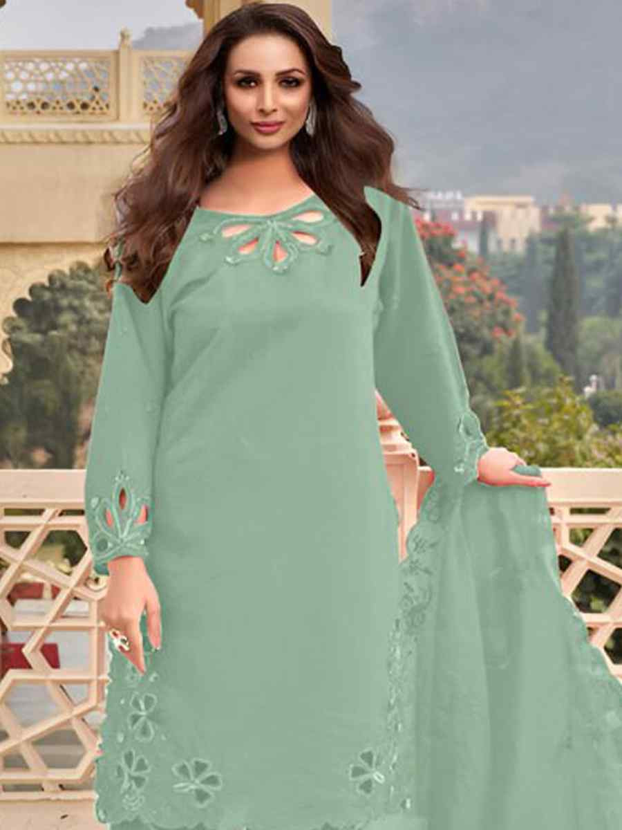 Green Heavy jimmy Choo Embroidered Festival Wedding Pant Bollywood Style Salwar Kameez