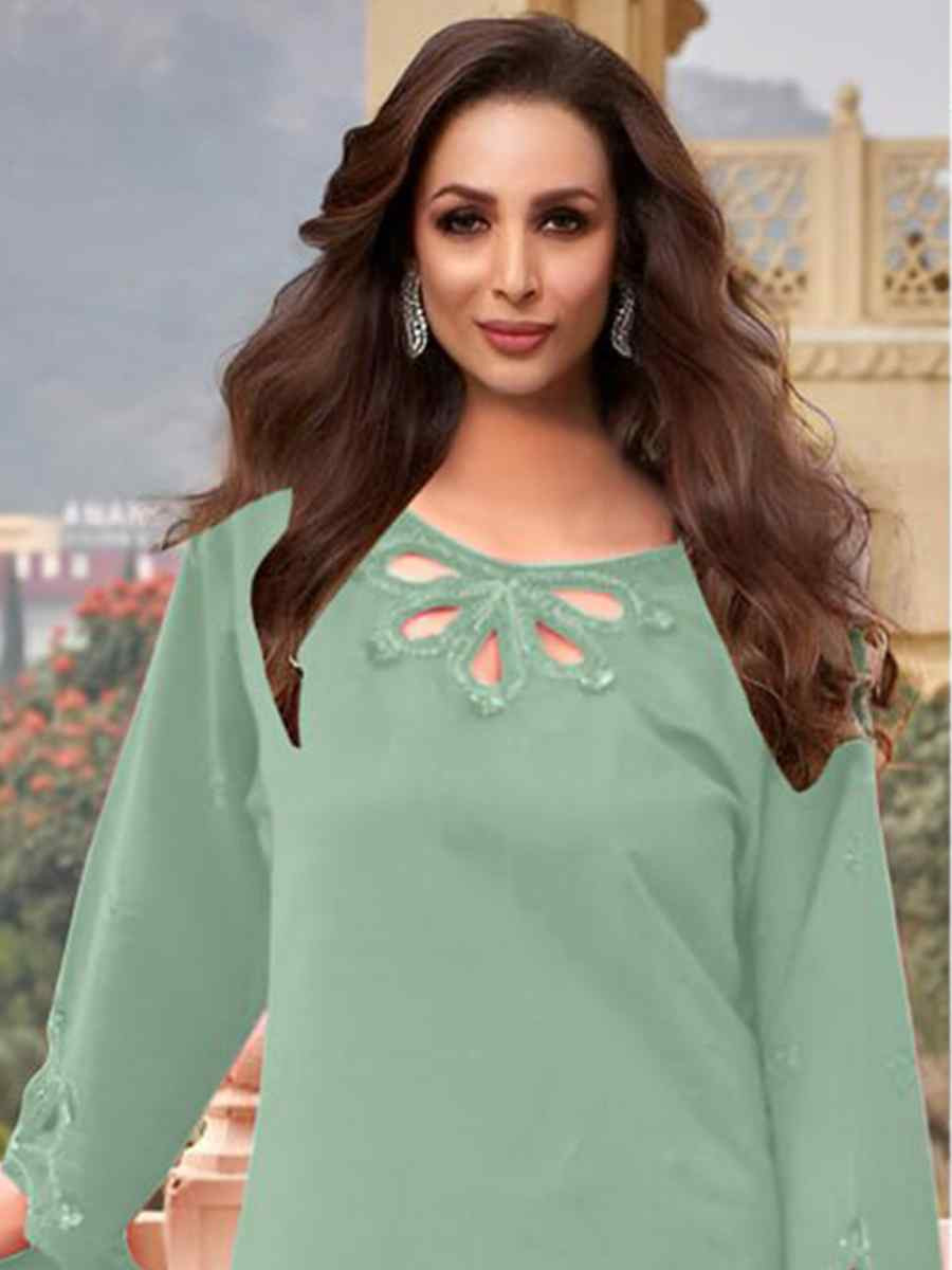 Green Heavy jimmy Choo Embroidered Festival Wedding Pant Bollywood Style Salwar Kameez