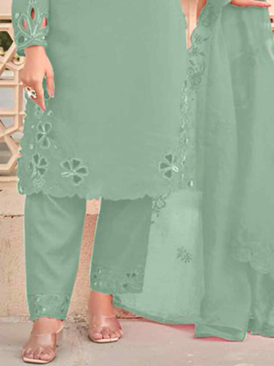 Green Heavy jimmy Choo Embroidered Festival Wedding Pant Bollywood Style Salwar Kameez