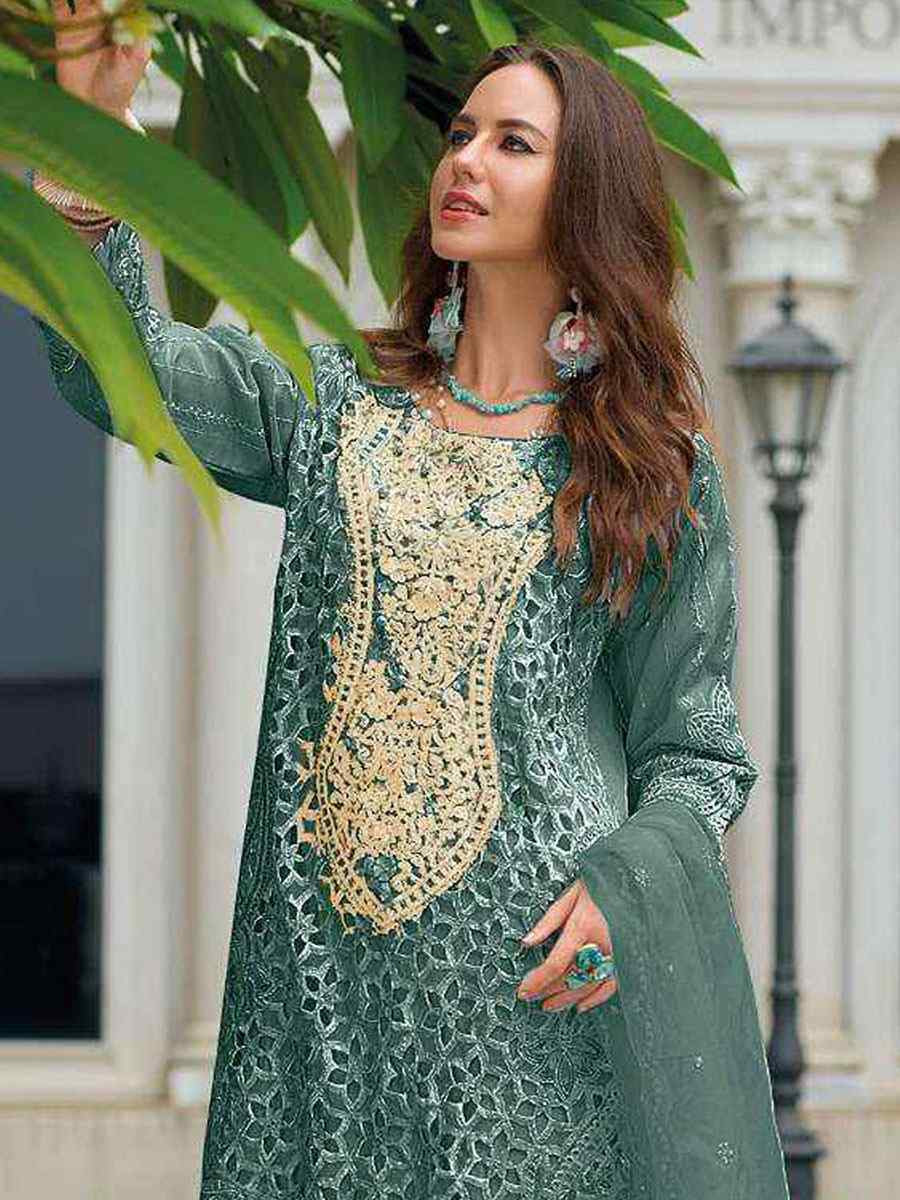 Green Heavy Naylon Embroidered Festival Wedding Pant Salwar Kameez