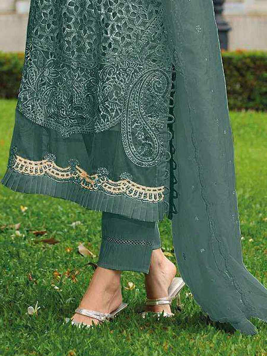 Green Heavy Naylon Embroidered Festival Wedding Pant Salwar Kameez