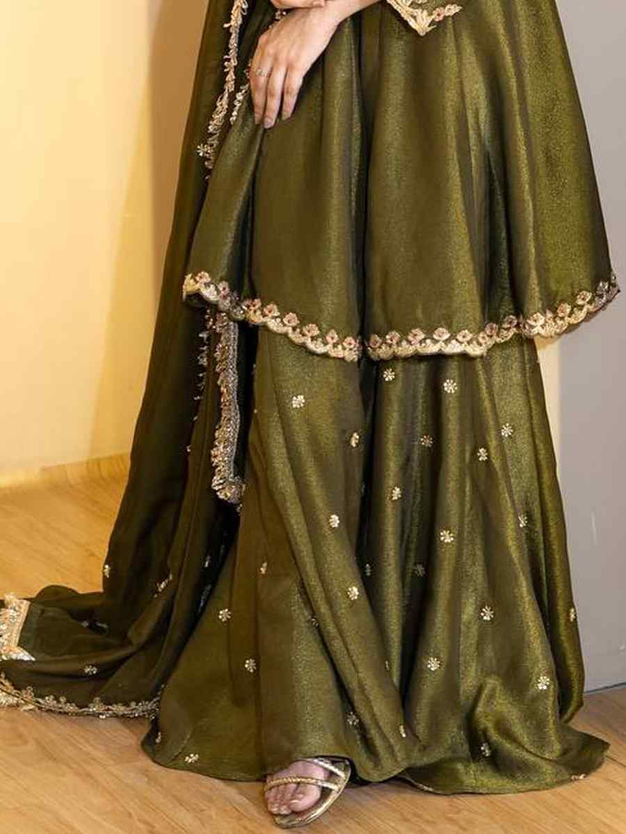Green Heavy Simar Silk Embroidered Festival Mehendi Ready Anarkali Salwar Kameez