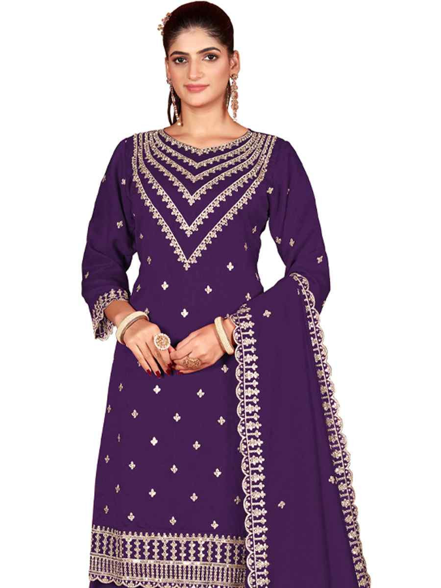 Green Heavy Vichitra Silk Embroidered Festival Wedding Palazzo Pant Salwar Kameez