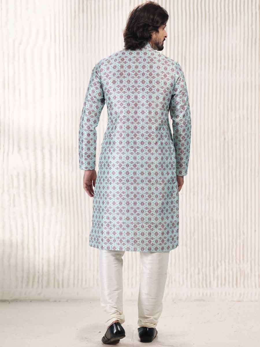 Green Jacquard Banarasi Silk Woven Festival Wedding Kurta