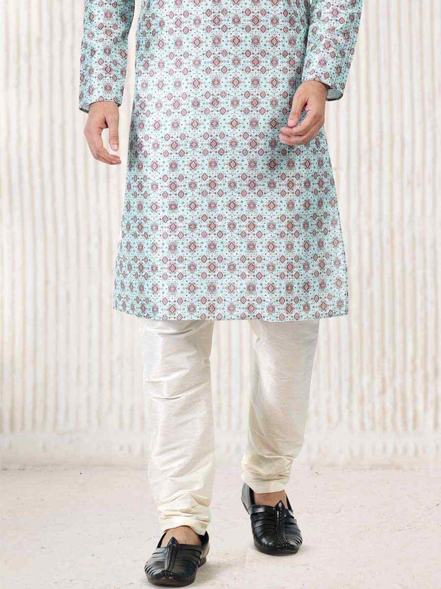 Green Jacquard Banarasi Silk Woven Festival Wedding Kurta