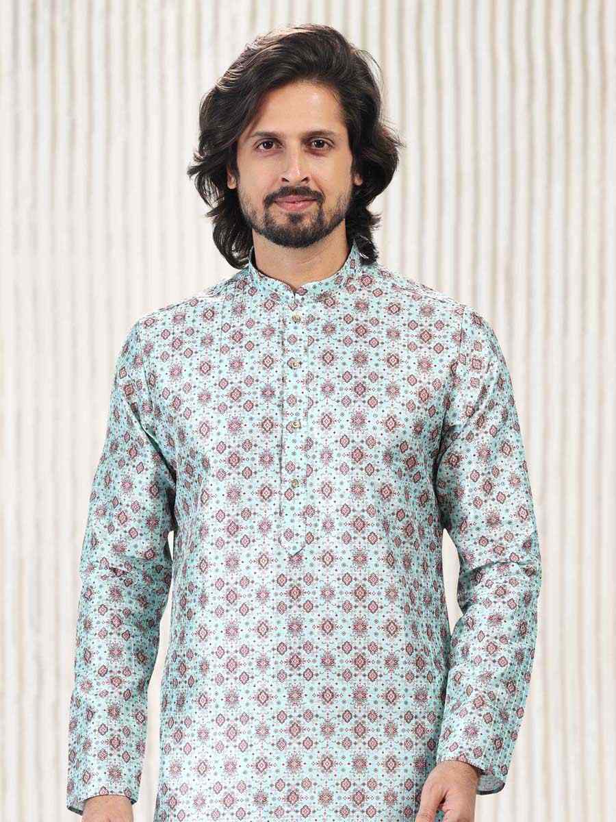 Green Jacquard Banarasi Silk Woven Festival Wedding Kurta