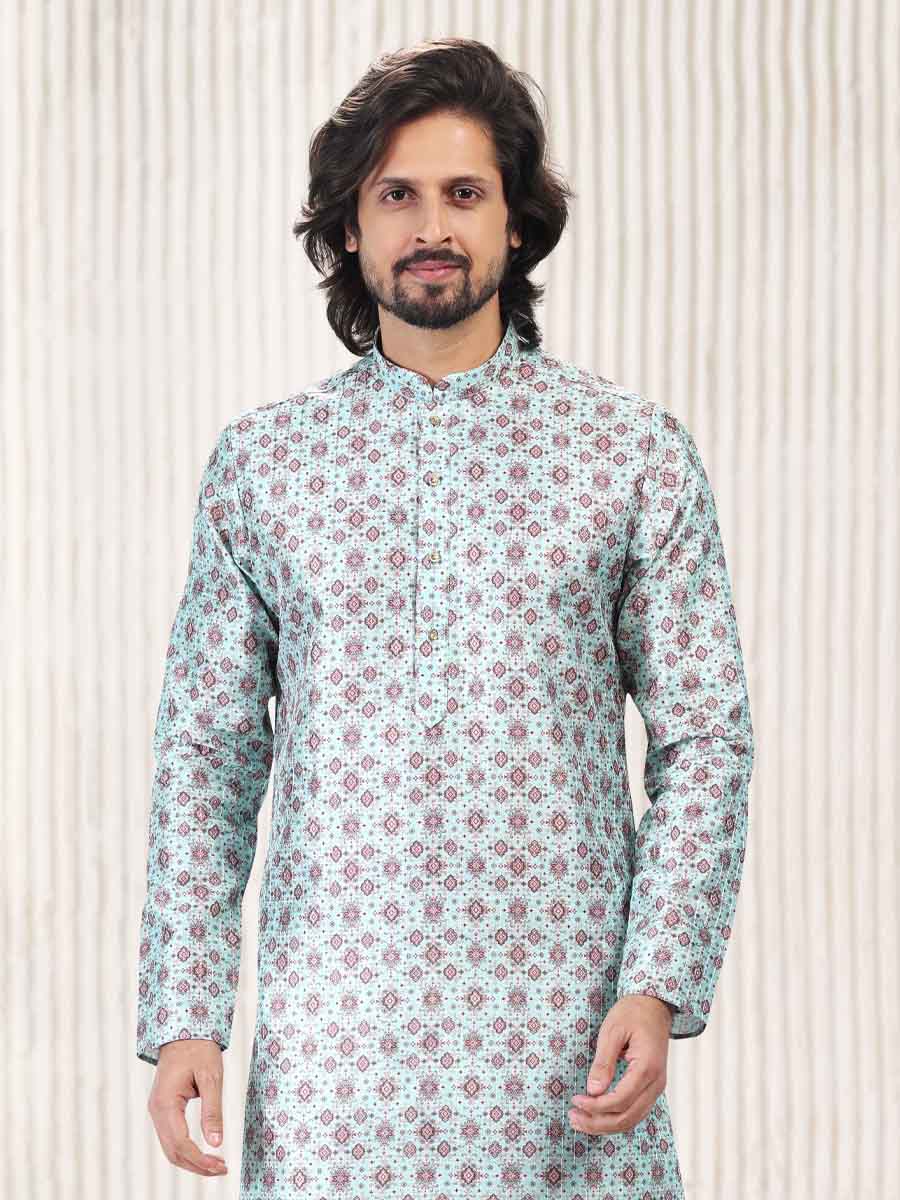 Green Jacquard Banarasi Silk Woven Festival Wedding Kurta