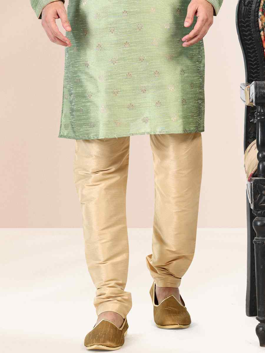 Green Jacquard Banarasi Silk Woven Festival Wedding Kurta