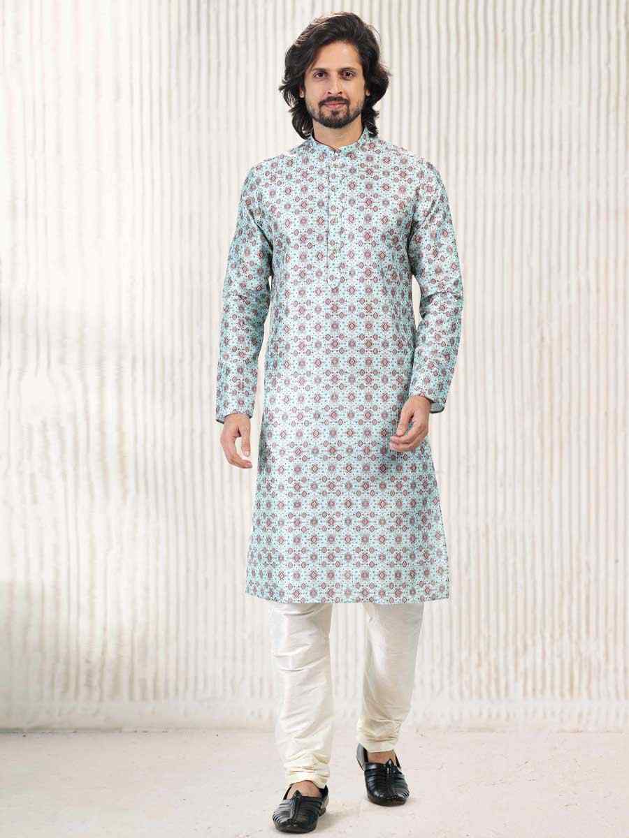 Green Jacquard Banarasi Silk Woven Festival Wedding Kurta