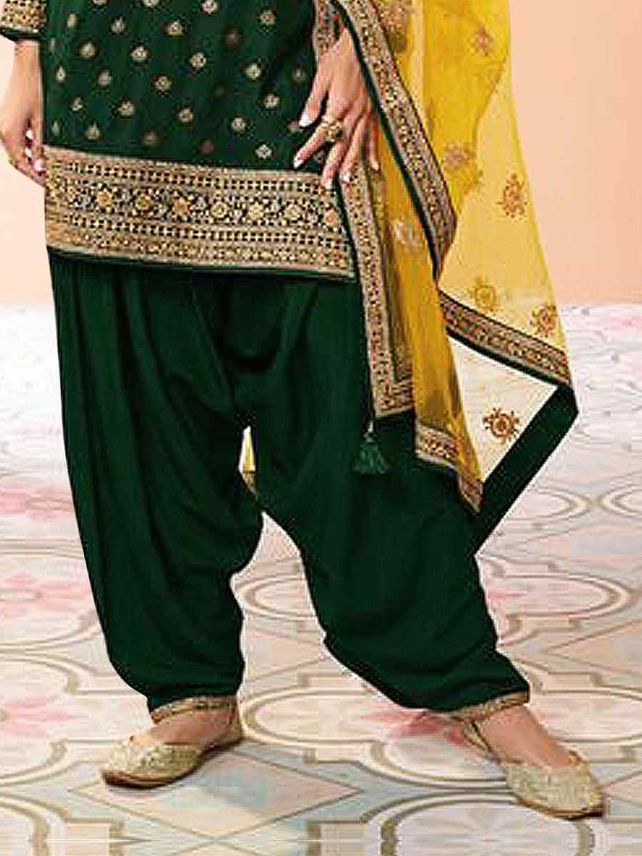 Green Jacquard Embroidered Festival Casual Weeding Patiala Salwar Kameez