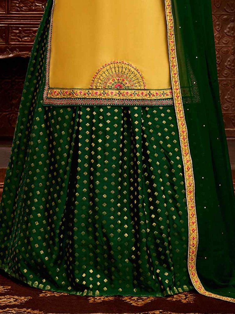 Buy Hand Embroidered Cotton Lucknowi Chikan Kurta Yellow Green Online |  PinkPhulkari California
