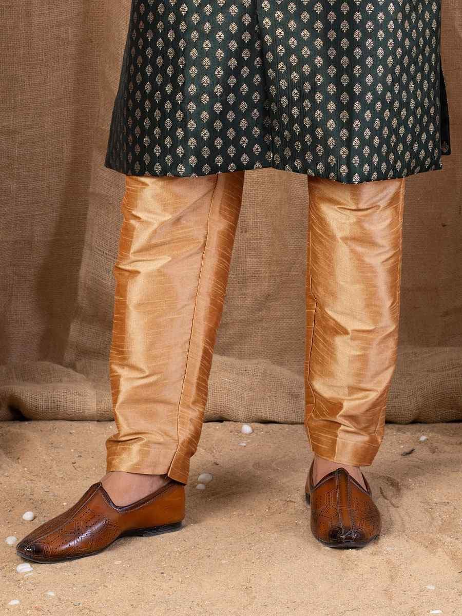 Green Jacquard Embroidery Festival Wedding Party Mens Kurta