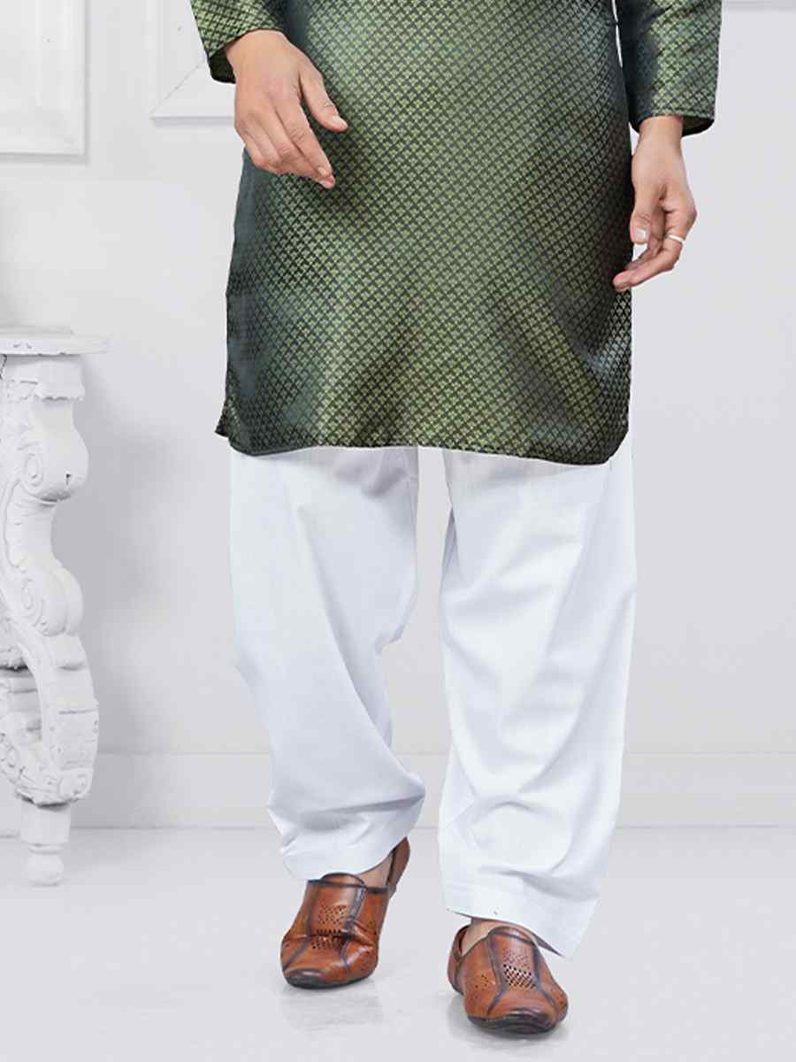 Green Jecquard Silk With Digital Print Festival Casual Kurta