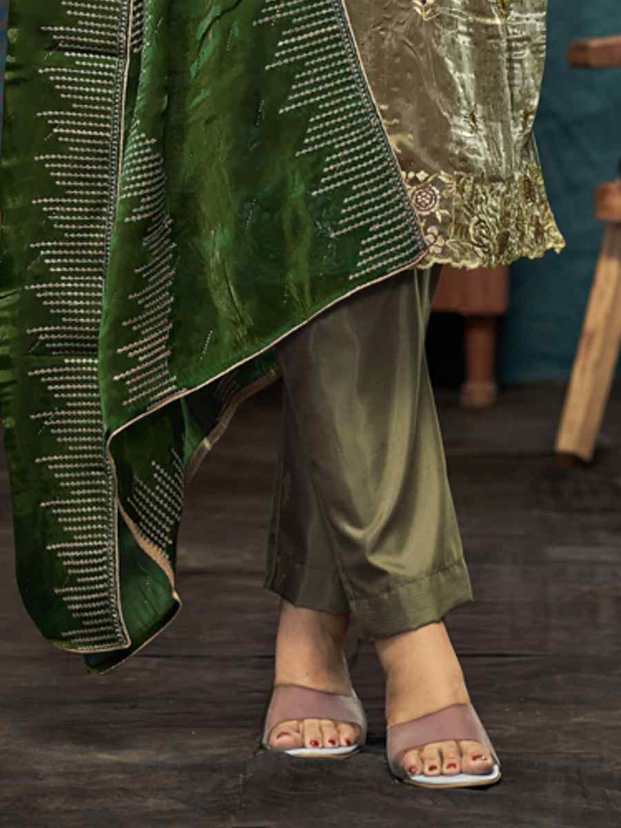 Green Jimmy Choo Embroidered Festival Wedding Pant Salwar Kameez