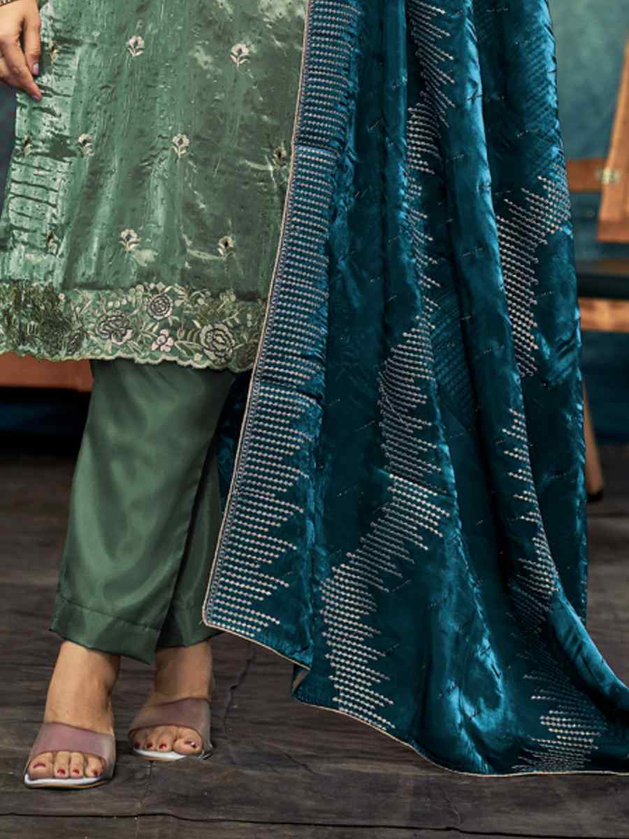 Green Jimmy Choo Embroidered Festival Wedding Pant Salwar Kameez