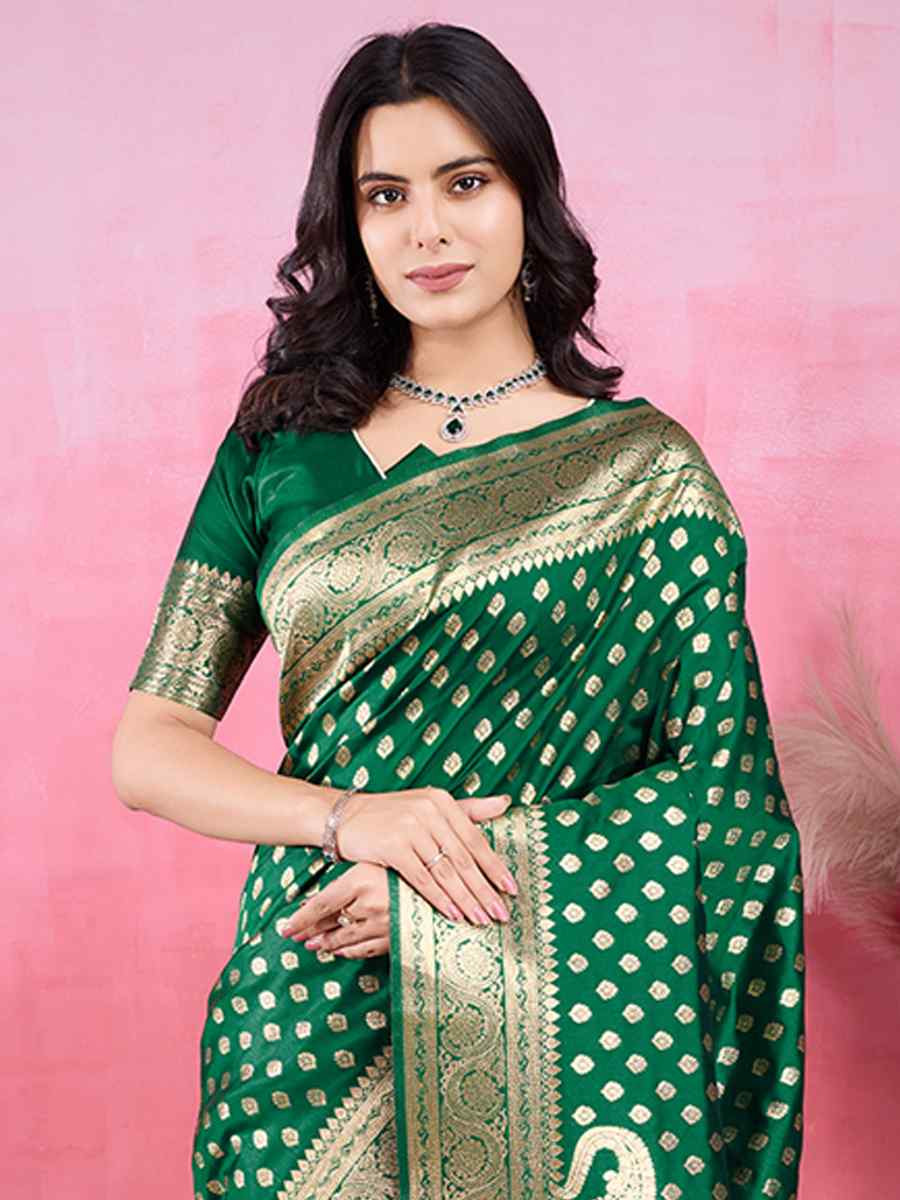 Green Kanjivaram Silk Handwoven Festival Wedding Fancy Heavy Border Saree