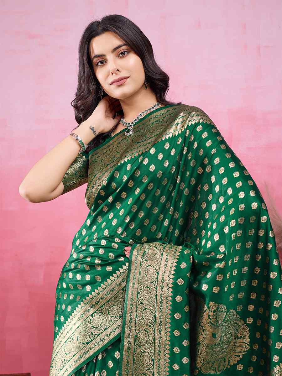 Green Kanjivaram Silk Handwoven Festival Wedding Fancy Heavy Border Saree