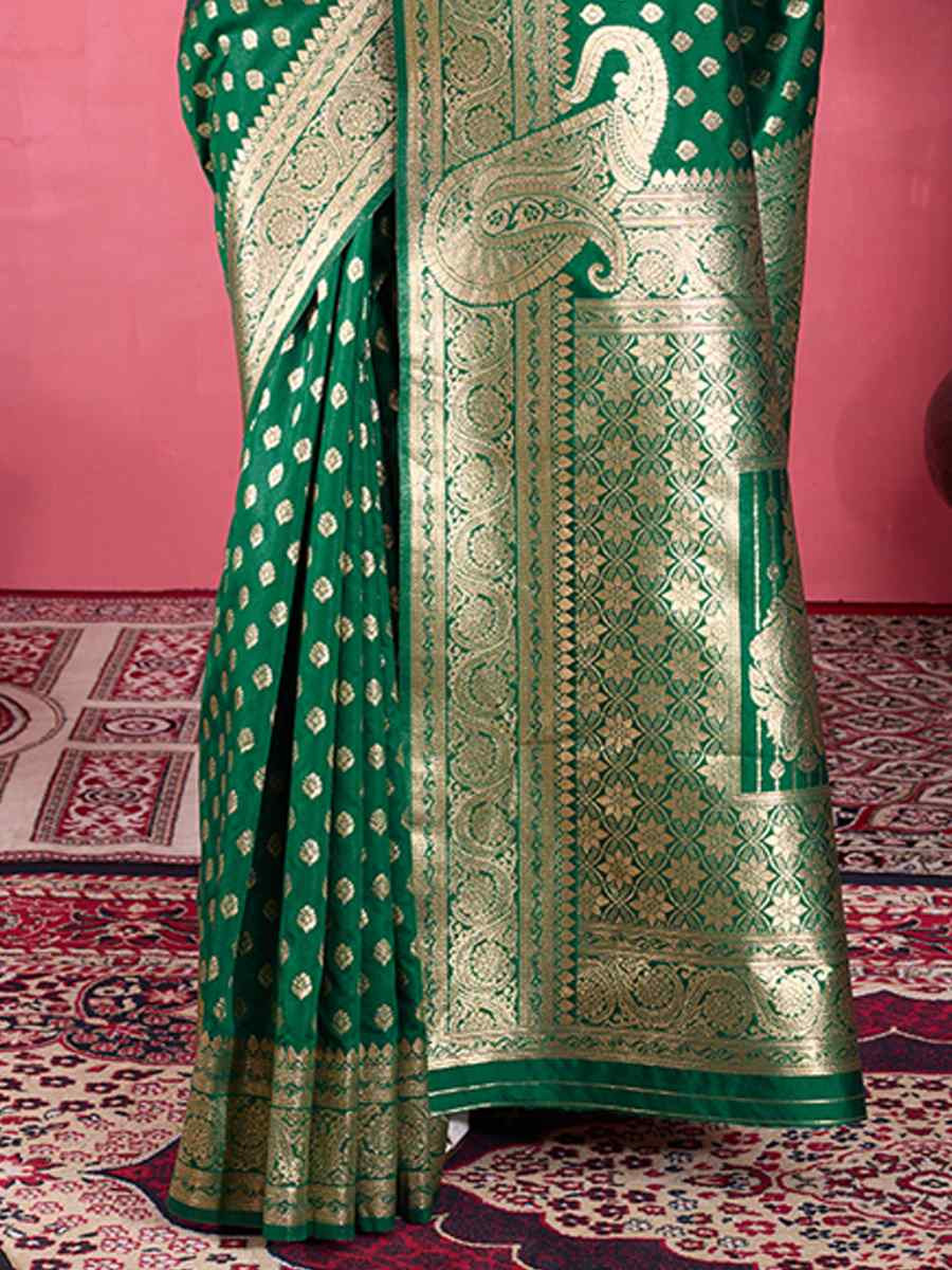 Green Kanjivaram Silk Handwoven Festival Wedding Fancy Heavy Border Saree