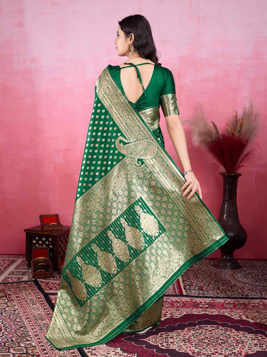 Green Kanjivaram Silk Handwoven Festival Wedding Fancy Heavy Border Saree