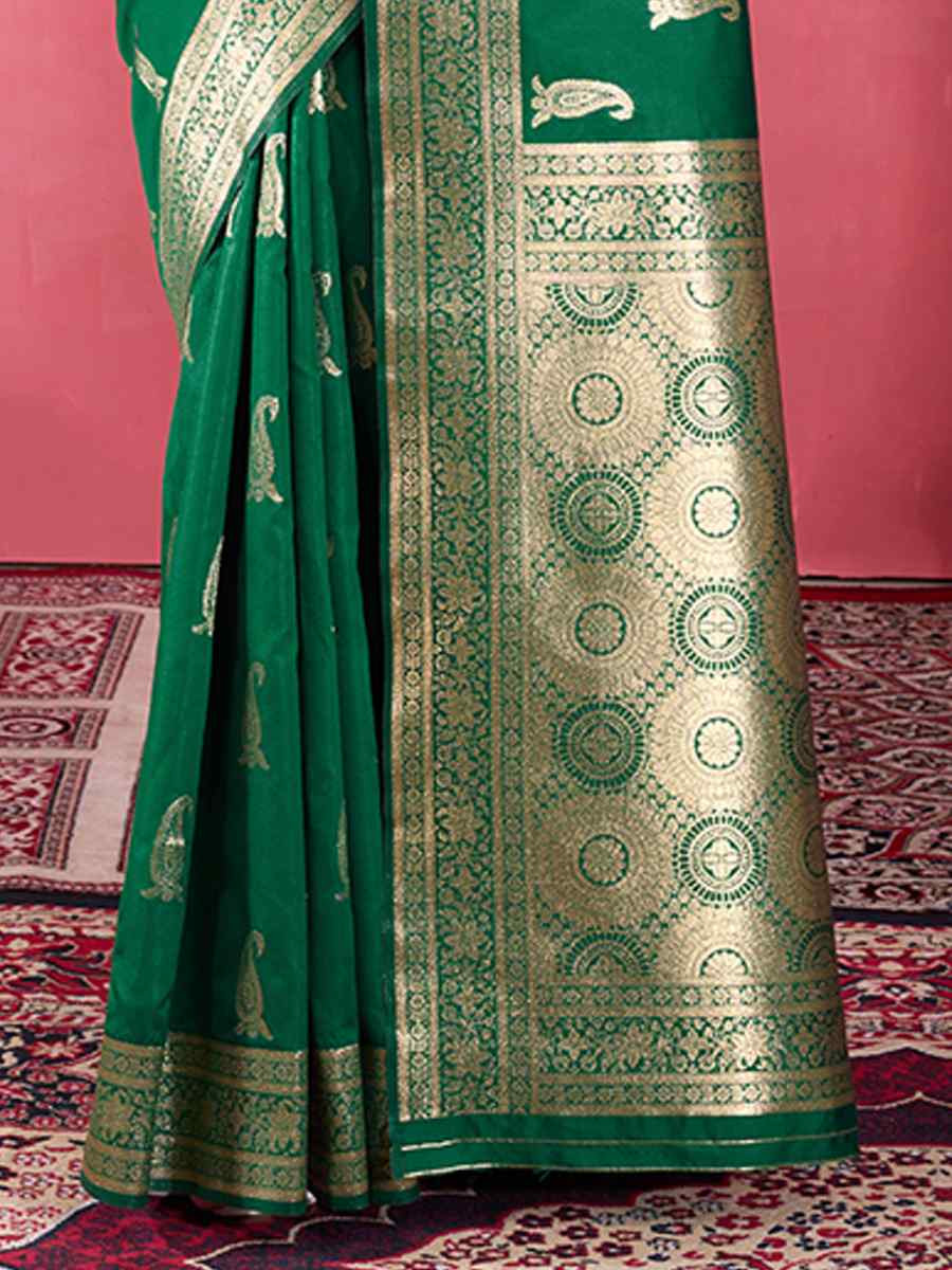 Green Kanjivaram Silk Handwoven Festival Wedding Fancy Heavy Border Saree