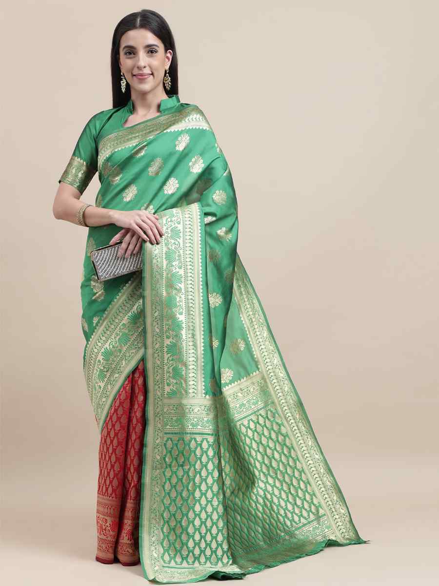 Green Kanjivaram Silk Handwoven Wedding Festival Heavy Border Saree
