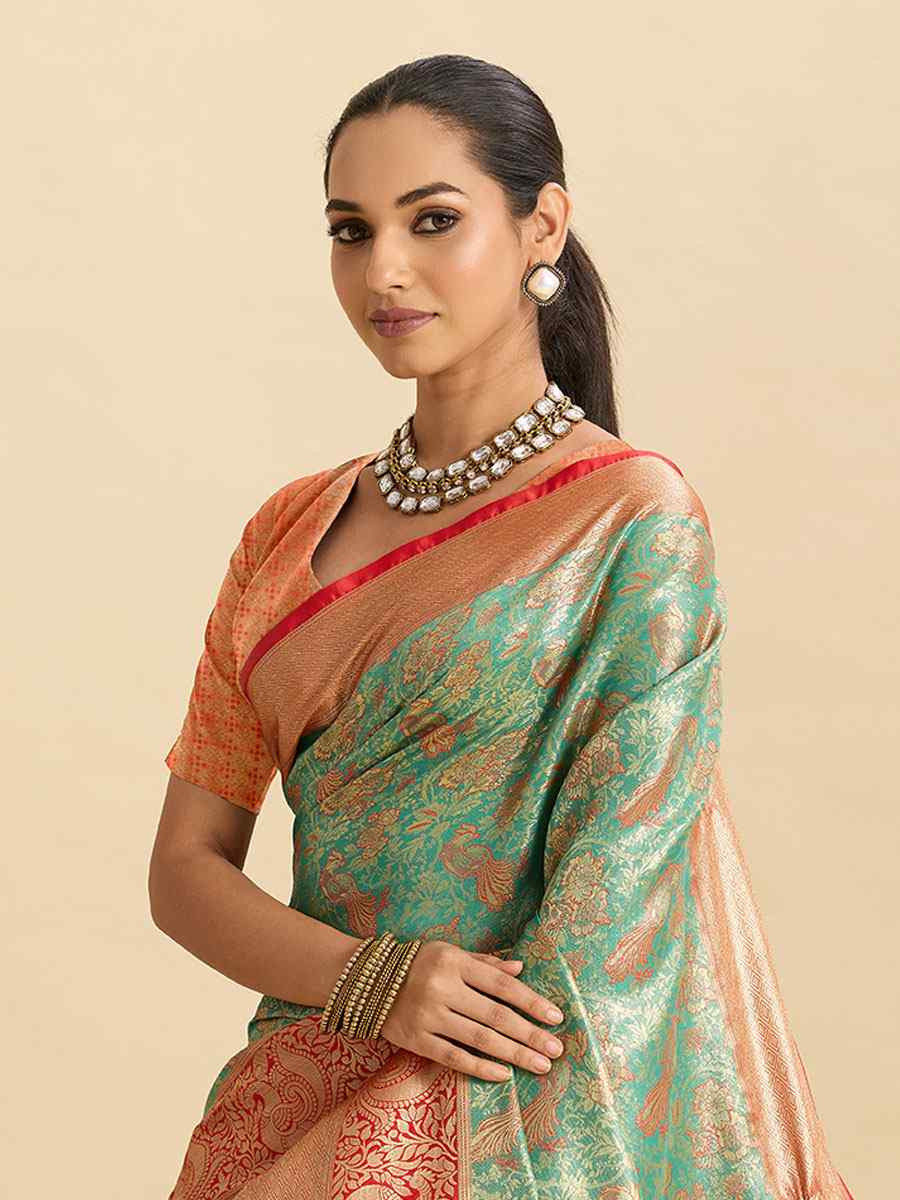 Green Kanjivaram Silk Zari Handwoven Bridal Reception Festival Wedding Fancy Heavy Border Saree