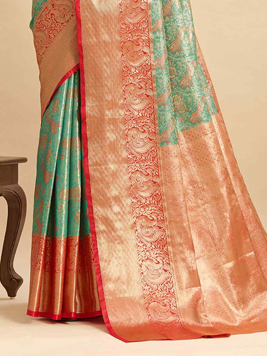 Green Kanjivaram Silk Zari Handwoven Bridal Reception Festival Wedding Fancy Heavy Border Saree