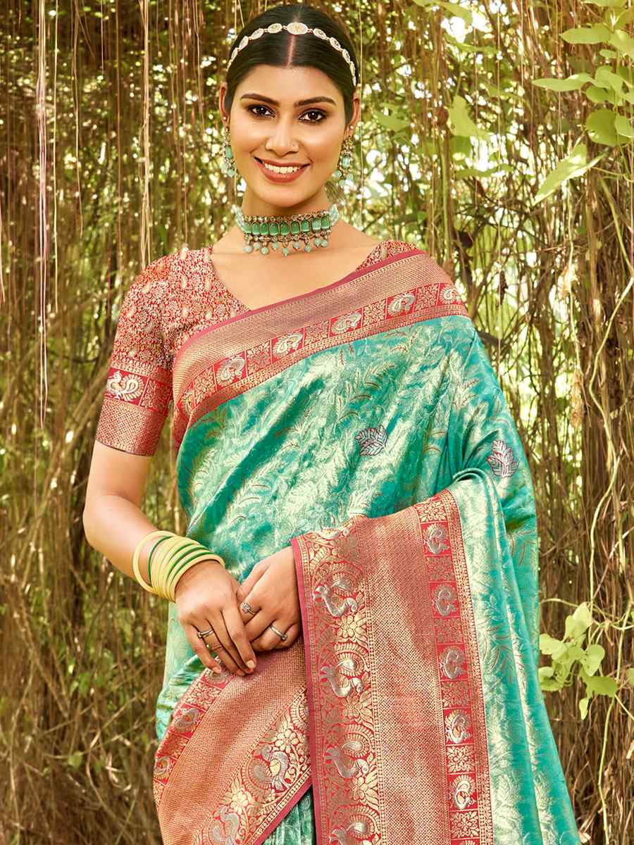 Green Kanjivaran Silk Handwoven Wedding Festival Heavy Border Saree