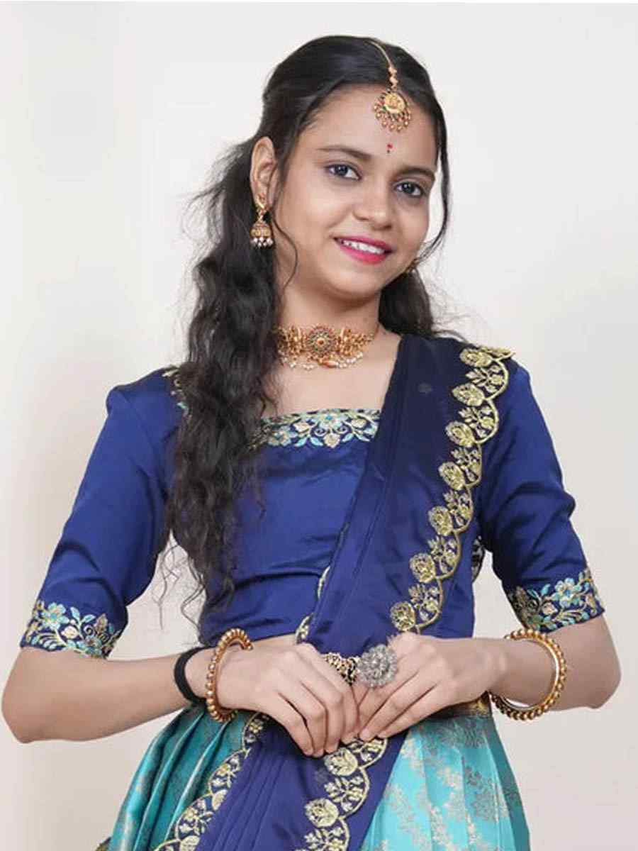 Green Kanjiveram Silk Handwoven Bridal Festival Reception Wedding Traditional Heavy Border Lehenga Choli