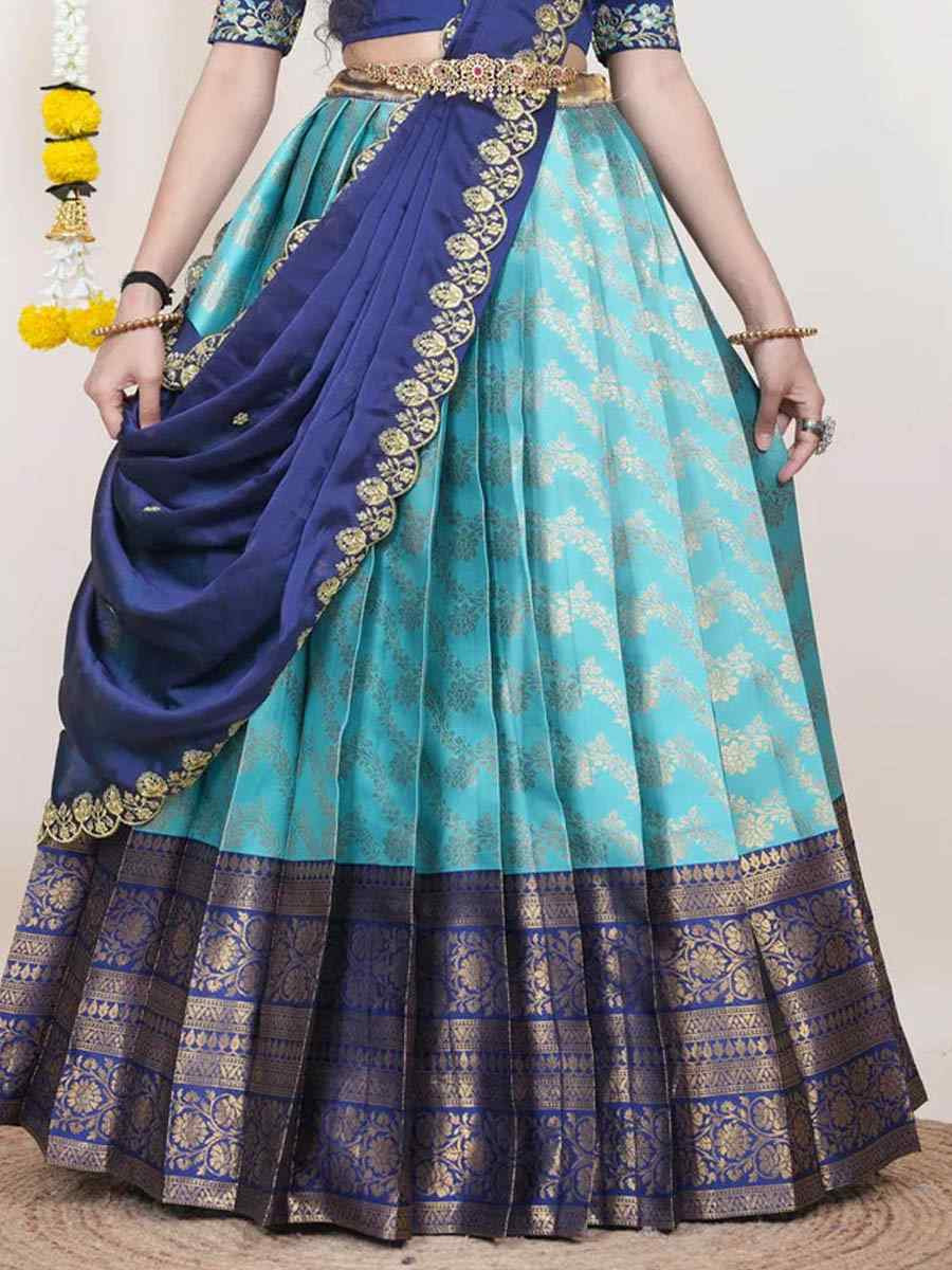 Green Kanjiveram Silk Handwoven Bridal Festival Reception Wedding Traditional Heavy Border Lehenga Choli