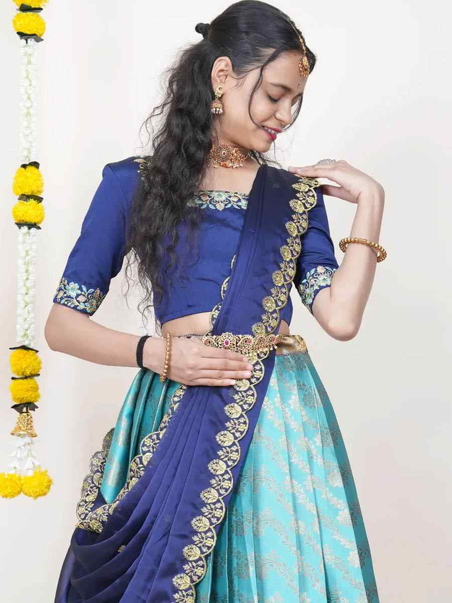 Green Kanjiveram Silk Handwoven Bridal Festival Reception Wedding Traditional Heavy Border Lehenga Choli