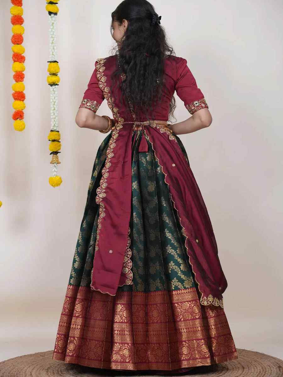 Green Kanjiveram Silk Handwoven Bridal Festival Reception Wedding Traditional Heavy Border Lehenga Choli