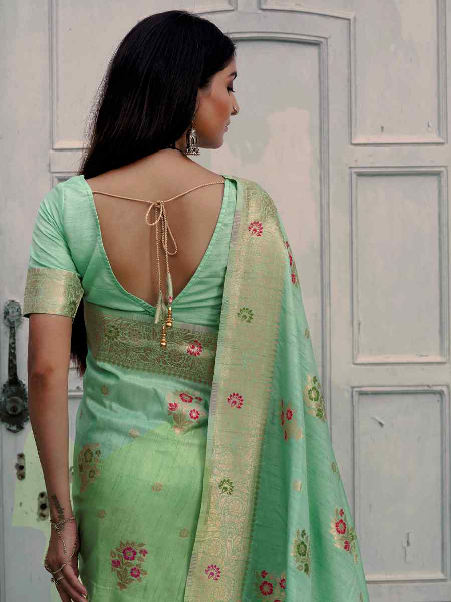 Green Katan Silk Handwoven Wedding Festival Heavy Border Saree