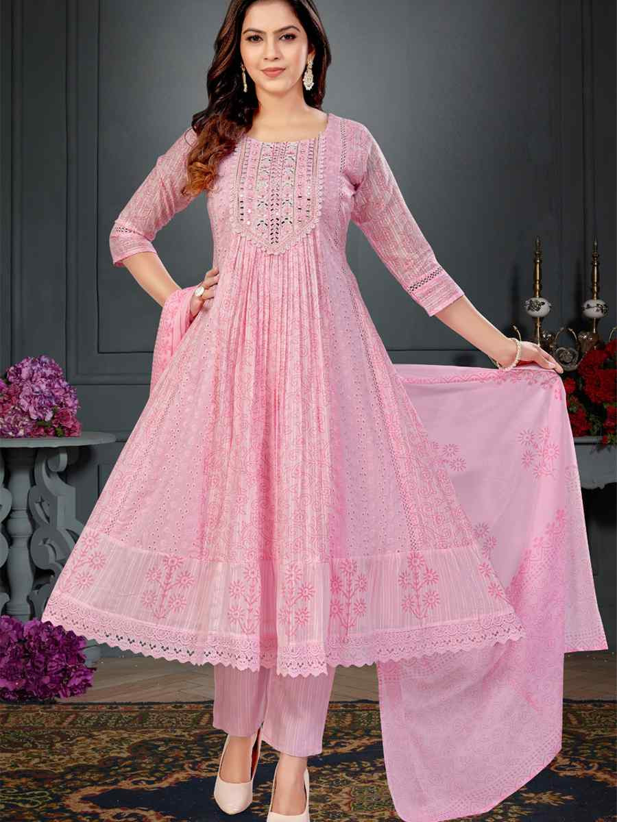 Green khadi Cotton Embroidery Party Wedding Festival Casual Ready Anarkali Salwar Kameez