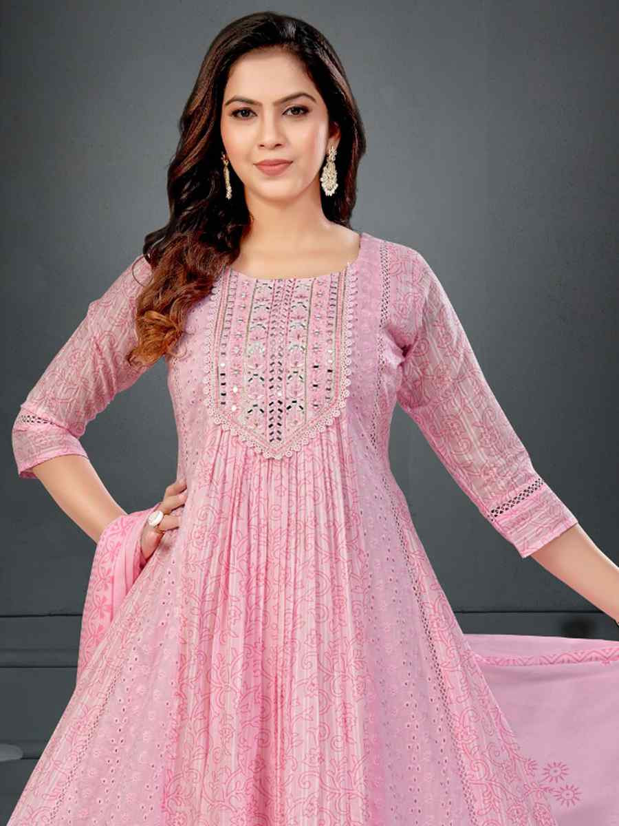 Green khadi Cotton Embroidery Party Wedding Festival Casual Ready Anarkali Salwar Kameez