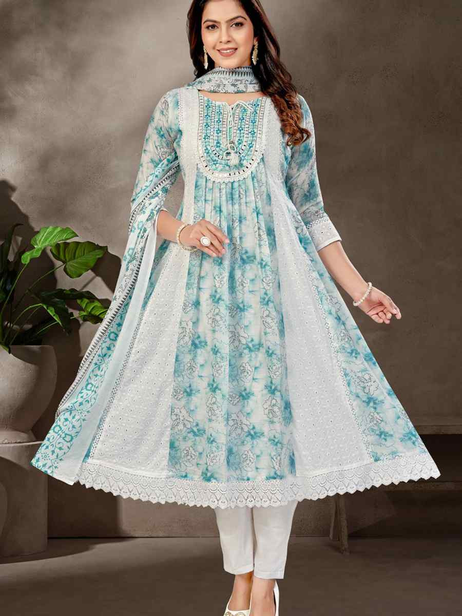 Green khadi Cotton Embroidery Party Wedding Festival Casual Ready Anarkali Salwar Kameez