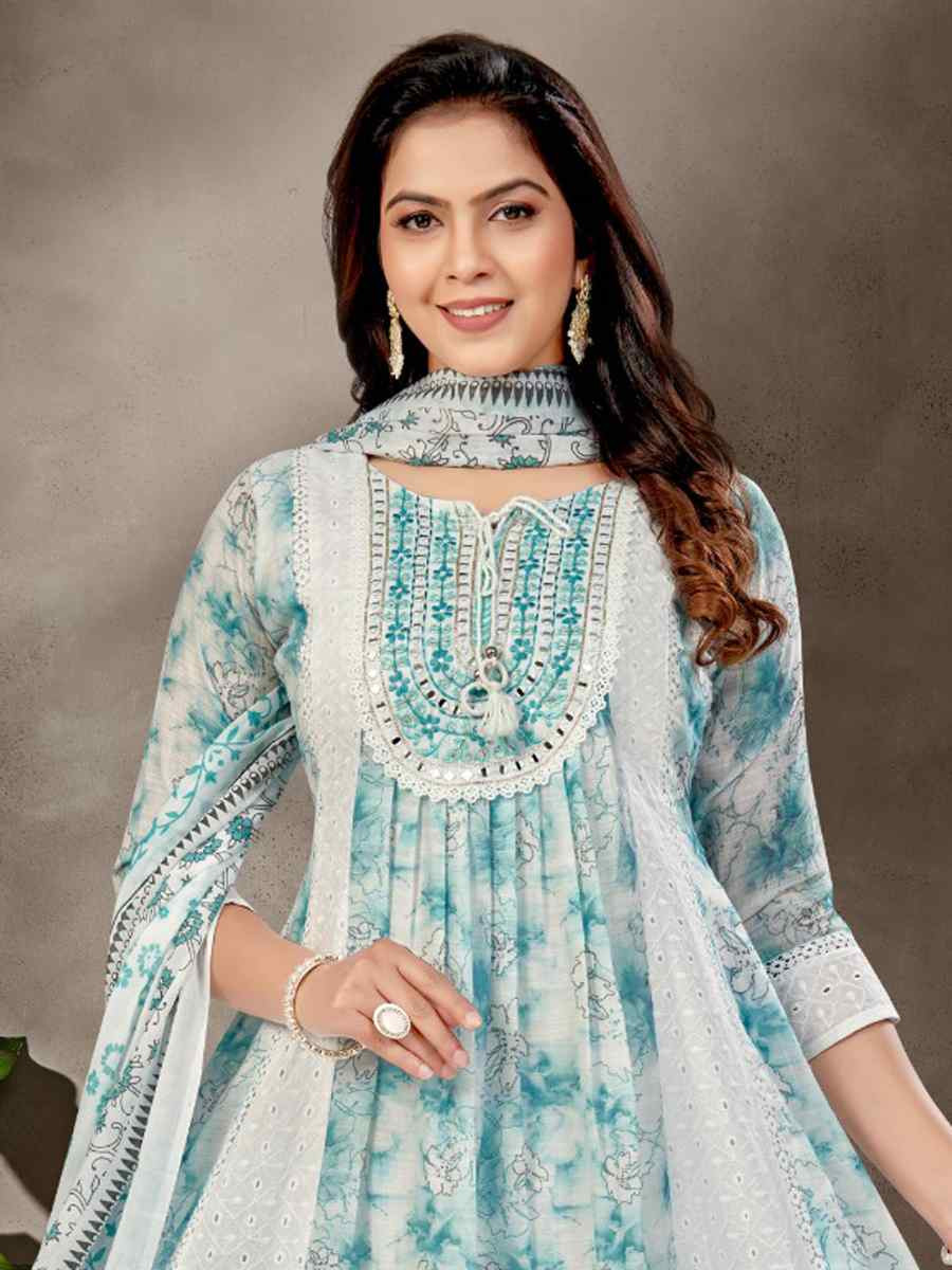 Green khadi Cotton Embroidery Party Wedding Festival Casual Ready Anarkali Salwar Kameez